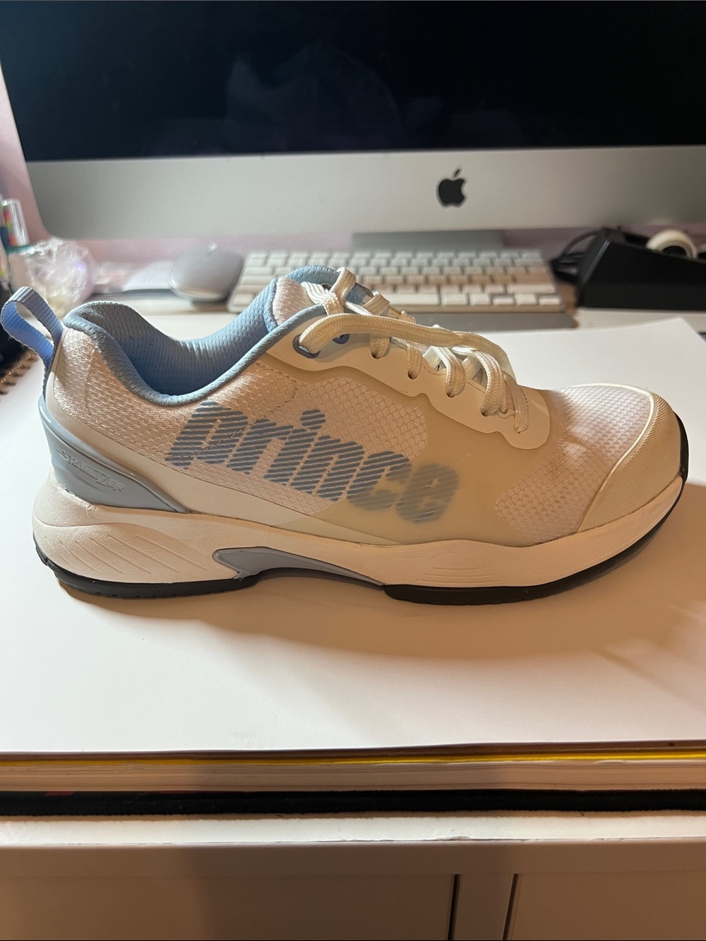 Prince Cross-Court Sneaker in White and Blue